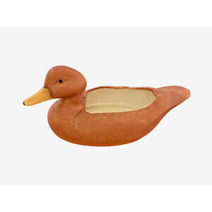 Vintage FTD Ceramic Duck Decoy Planter 1986 Brown 11 3/4 in x 5 3/4 in